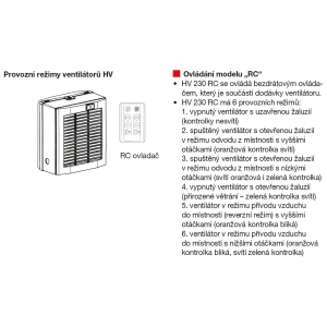  prevádzkový režim HV 230 RC