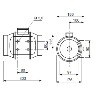 rozmery ventilátora TD MIXVENT