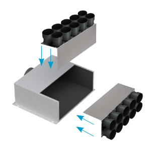 hrdlá na stene alebo na prednej strane škatule